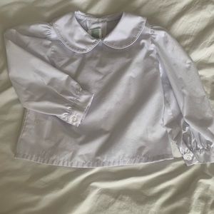 Toddler White Long Sleeve Peter Pan Collar Blouse- 2T